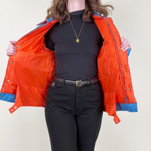 Vintage 70s Down Feather Puffer Jacket Coat Ski Puff Insulated Warm Winter 1970s - Picture 2 of 13